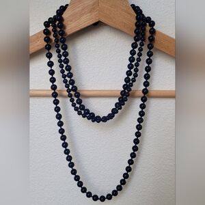 Monet Dk Blue Knotted Glass Bead Necklace Set